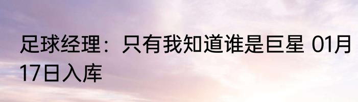 足球经理：只有我知道谁是巨星 01月17日入库