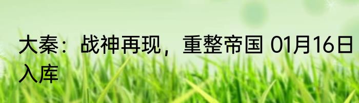大秦：异姓并肩王，始皇让我东巡 01月16日入库