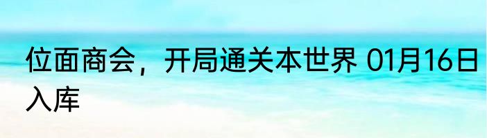 位面商会，开局通关本世界 01月16日入库
