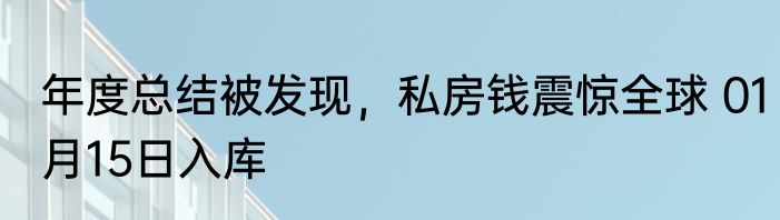 年度总结被发现，私房钱震惊全球 01月15日入库