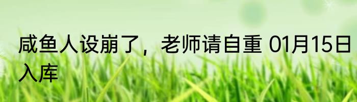 咸鱼人设崩了，老师请自重 01月15日入库