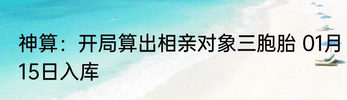 神算：开局算出相亲对象三胞胎 01月15日入库