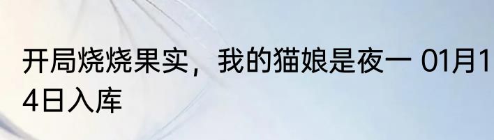 开局烧烧果实，我的猫娘是夜一 01月14日入库