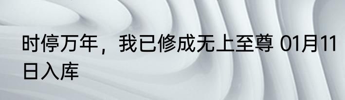 时停万年，我已修成无上至尊 01月11日入库