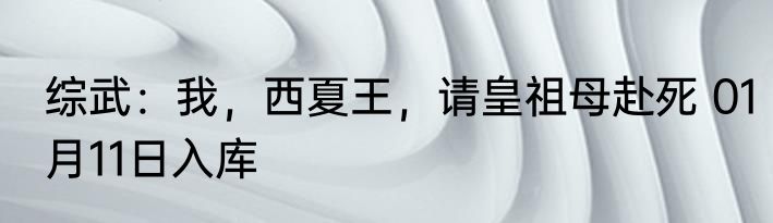 综武：我，西夏王，请皇祖母赴死 01月11日入库