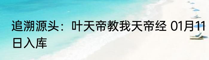 追溯源头：叶天帝教我天帝经 01月11日入库
