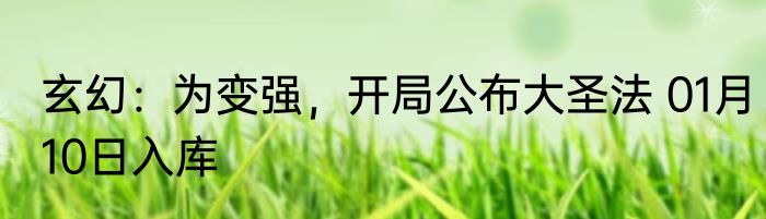 玄幻：为变强，开局公布大圣法 01月10日入库