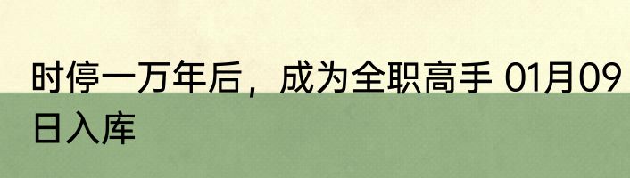 时停一万年后，成为全职高手 01月09日入库