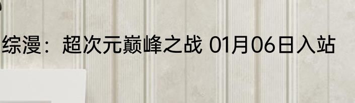 综漫：超次元巅峰之战 01月06日入站