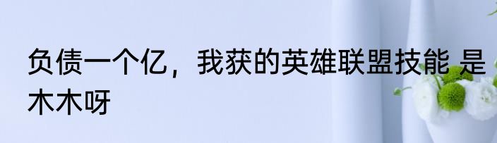 负债一个亿，我获的英雄联盟技能 是木木呀