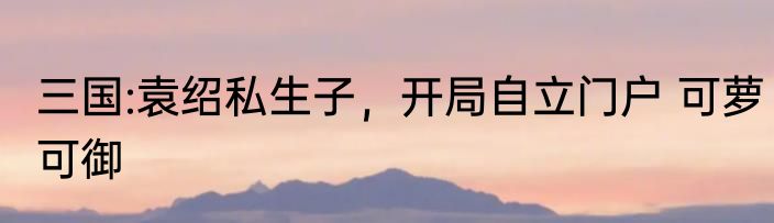 三国:袁绍私生子，开局自立门户 可萝可御