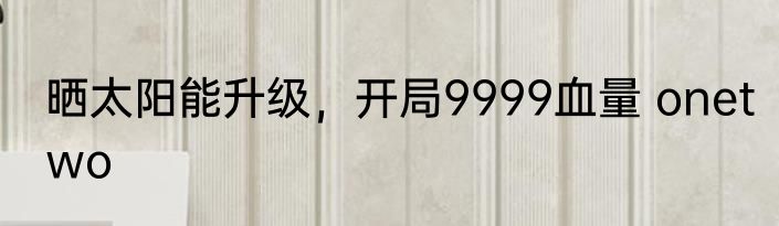 晒太阳能升级，开局9999血量 onetwo