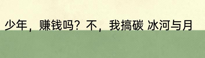 少年，赚钱吗？不，我搞碳 冰河与月