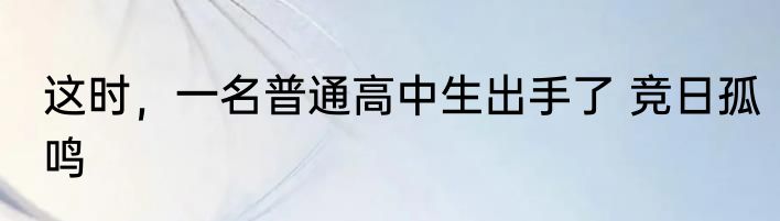 这时，一名普通高中生出手了 竞日孤鸣