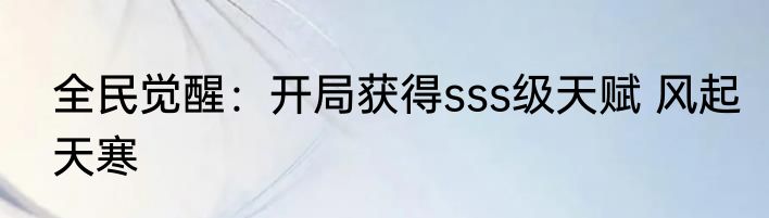 全民觉醒：开局获得sss级天赋 风起天寒