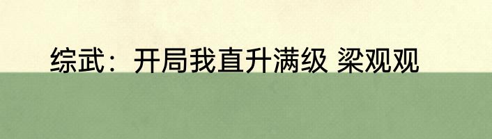 综武：开局我直升满级 梁观观