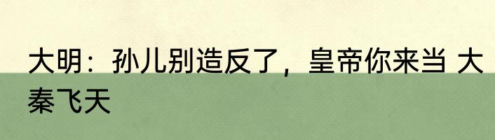 大明：孙儿别造反了，皇帝你来当 大秦飞天