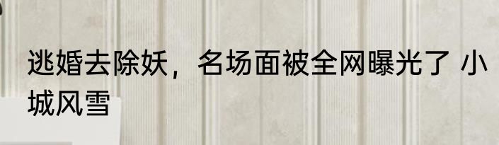 逃婚去除妖，名场面被全网曝光了 小城风雪