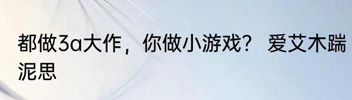 都做3a大作，你做小游戏？ 爱艾木踹泥思