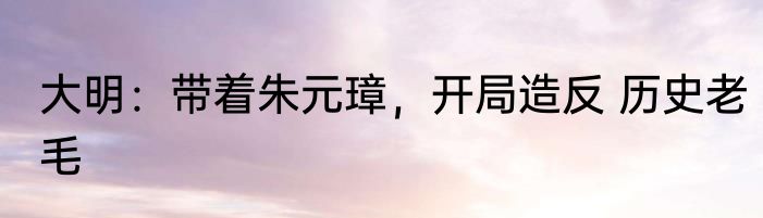 大明：带着朱元璋，开局造反 历史老毛