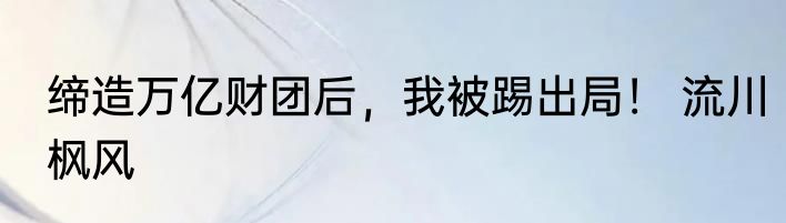 缔造万亿财团后，我被踢出局！ 流川枫风
