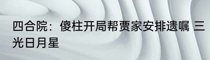 四合院：傻柱开局帮贾家安排遗嘱 三光日月星