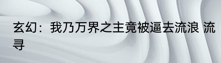 玄幻：我乃万界之主竟被逼去流浪 流寻