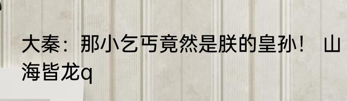 大秦：那小乞丐竟然是朕的皇孙！ 山海皆龙q