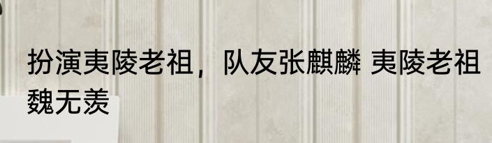 扮演夷陵老祖，队友张麒麟 夷陵老祖魏无羡