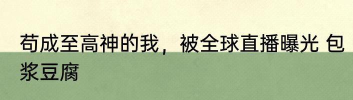 苟成至高神的我，被全球直播曝光 包浆豆腐