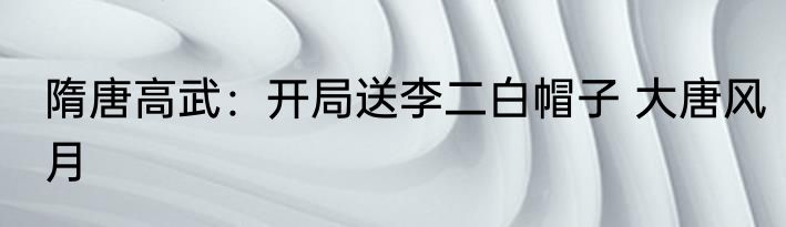 隋唐高武：开局送李二白帽子 大唐风月