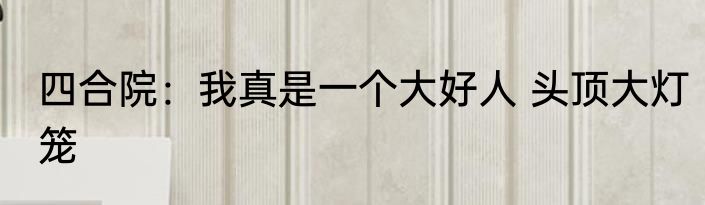 四合院：我真是一个大好人 头顶大灯笼