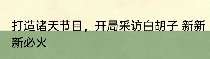 打造诸天节目，开局采访白胡子 新新新必火