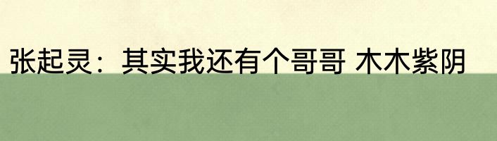 张起灵：其实我还有个哥哥 木木紫阴