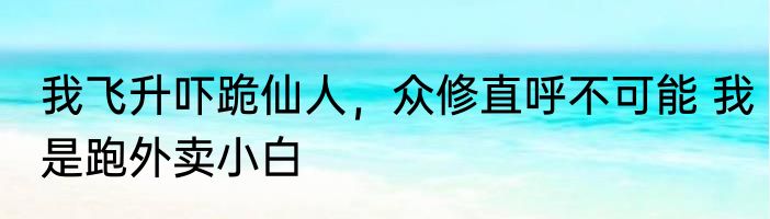 我飞升吓跪仙人，众修直呼不可能 我是跑外卖小白