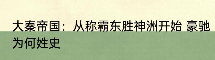 大秦帝国：从称霸东胜神洲开始 豪驰为何姓史