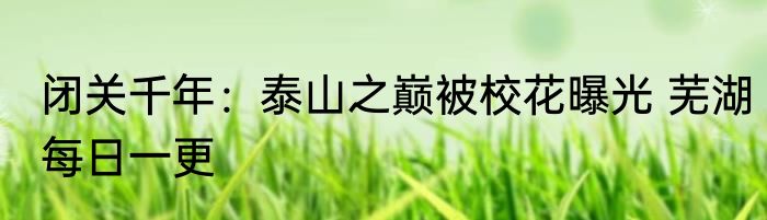 闭关千年：泰山之巅被校花曝光 芜湖每日一更