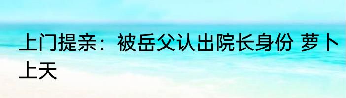 上门提亲：被岳父认出院长身份 萝卜上天