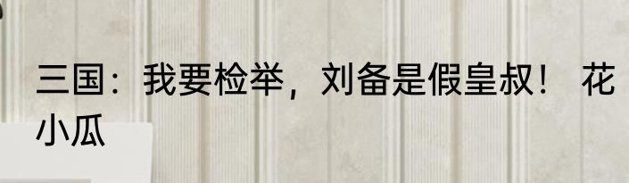 三国：我要检举，刘备是假皇叔！ 花小瓜