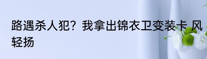 路遇杀人犯？我拿出锦衣卫变装卡 风轻扬