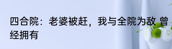 四合院：老婆被赶，我与全院为敌 曾经拥有
