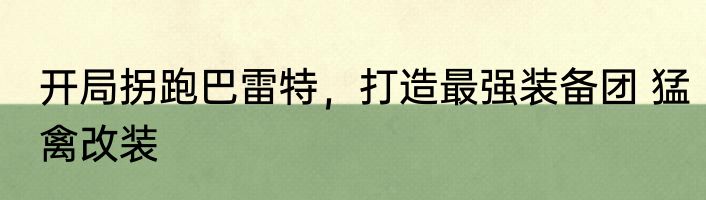 开局拐跑巴雷特，打造最强装备团 猛禽改装