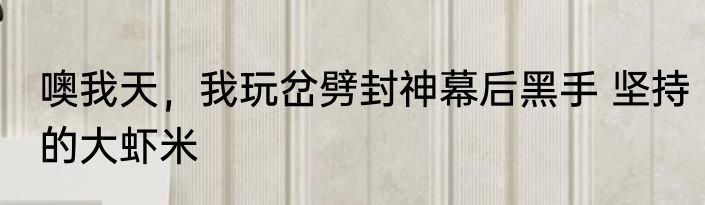 噢我天，我玩岔劈封神幕后黑手 坚持的大虾米