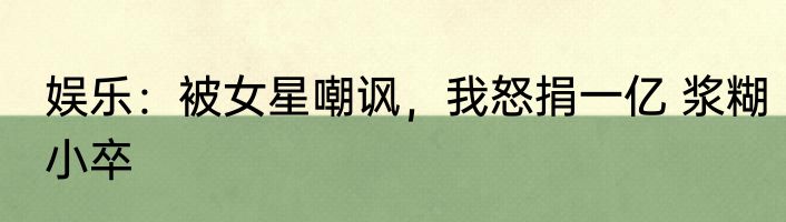 娱乐：被女星嘲讽，我怒捐一亿 浆糊小卒