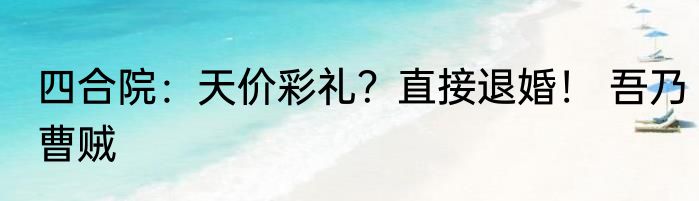 四合院：天价彩礼？直接退婚！ 吾乃曹贼