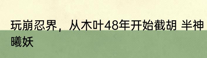 玩崩忍界，从木叶48年开始截胡 半神曦妖