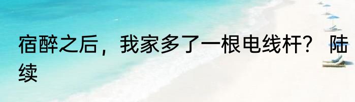 宿醉之后，我家多了一根电线杆？ 陆续