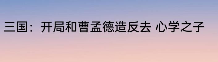 三国：开局和曹孟德造反去 心学之子