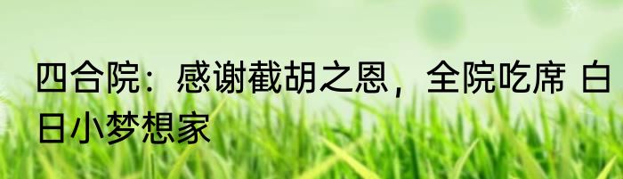 四合院：感谢截胡之恩，全院吃席 白日小梦想家