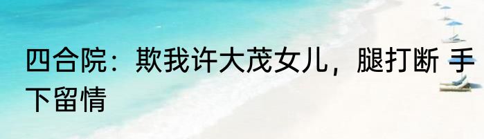 四合院：欺我许大茂女儿，腿打断 手下留情